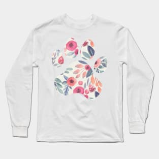 Muted Watercolor Paw Print Long Sleeve T-Shirt